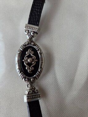 Vintage Brighton Leather and Silver Tone Buckle Bracelet